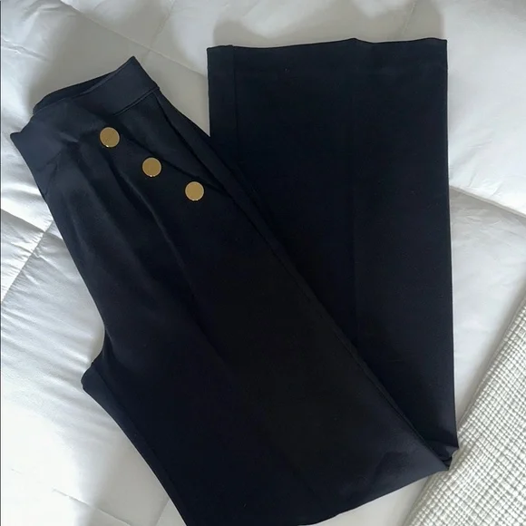 Spanx Black Pants with Gold Buttons - Picture 1 of 3